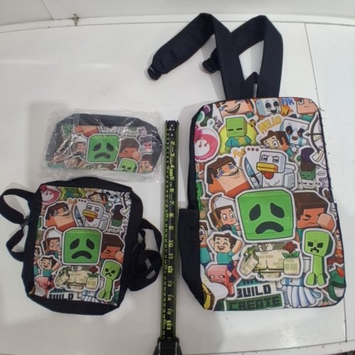 3PC MINECRAFT-THEMED BAG SET - MULTICOLOUR image 2