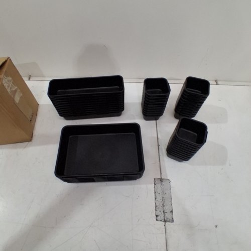 45PC PLASTIC ASSORTED TOOL STORAGE TRAYS - SMALL (X30)/MEDIUM (X10)/LARGE (X5) - BLACK image 2
