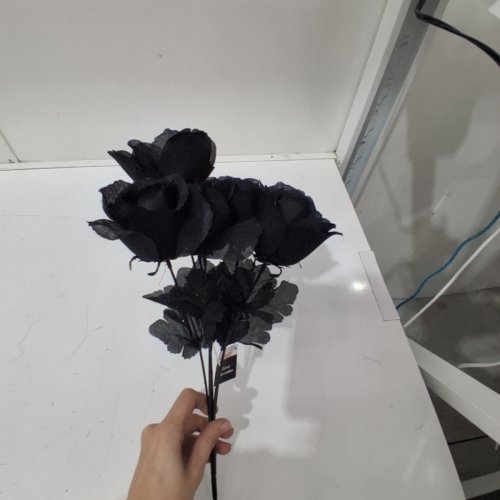 2PK ARTIFICIAL ROSE BOUQUET - 13" - BLACK image 3