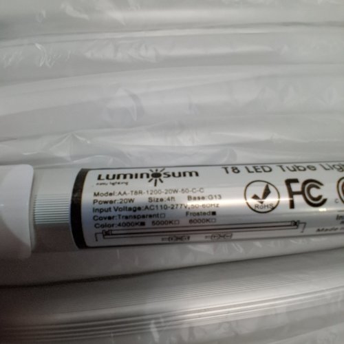 25PK LUMINOSUM FROSTED COVER T8 LED TUBE LIGHT - 4FT - 4000K (MODEL: AA-T8R-1200-20W-80-C-C) image 5