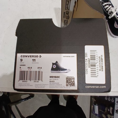 UNISEX CONVERSE HIGH-TOP SNEAKERS - MEN'S 9 / WOMEN'S 11 - BLACK (MODEL: M9160C) image 2