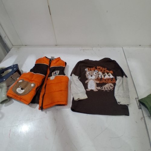2PC LITTLE REBELS VEST AND LONG SLEEVE SHIRT - 24M - ORANGE, BROWN, AND CREAM image 2