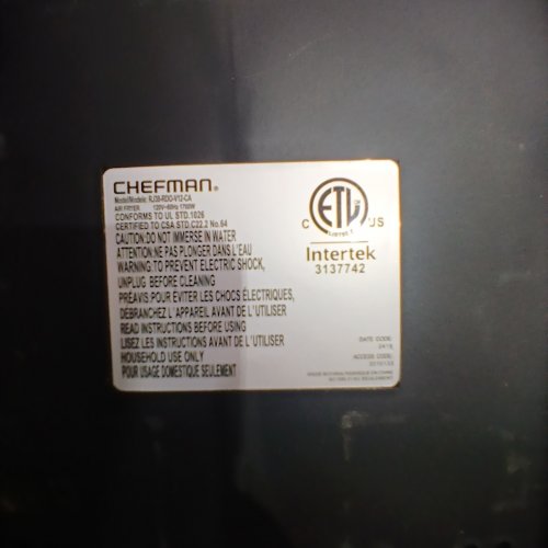 CHEFMAN 6-IN-1 DIGITAL AIR FRYER OVEN - 12QT CAPACITY - BLACK (MODEL: RJ38-RDO-V12-CA) image 6