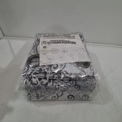 2 PANEL CURTAIN KING BLACKOUT CURTAINS - 52" X 96" - WHITE AND GRAY PAISLEY image 3