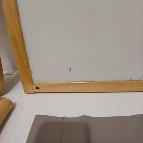 KIDS BANASUPER 3-IN-1 DOUBLE SIDED MAGNETIC CHALKBOARD & WHITEBOARD ART EASEL - NATRUAL WOOD/GREY (MODEL: BS-ZDHJ-ZN) image 5