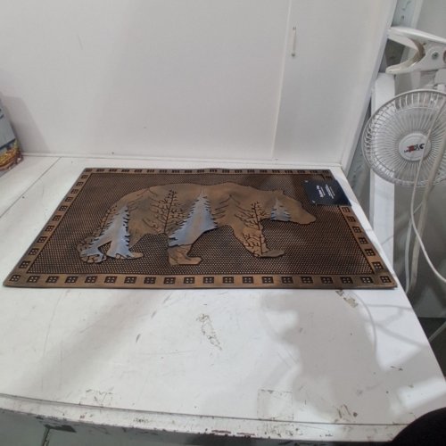 DECORATIVE DOOR RUBBER MAT - 17" x 29" - BROWN AND BLACK image 2