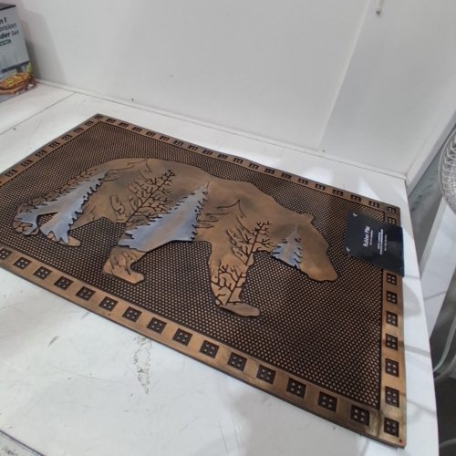 DECORATIVE DOOR RUBBER MAT - 17" x 29" - BROWN AND BLACK image 3