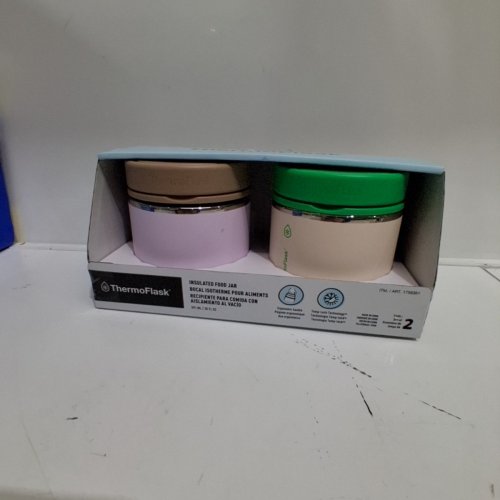 2PK THERMOFLASK INSULATED FOOD JARS - 20OZ - GREEN/TAN & BROWN/PINK (MODEL: 1759351) image 2