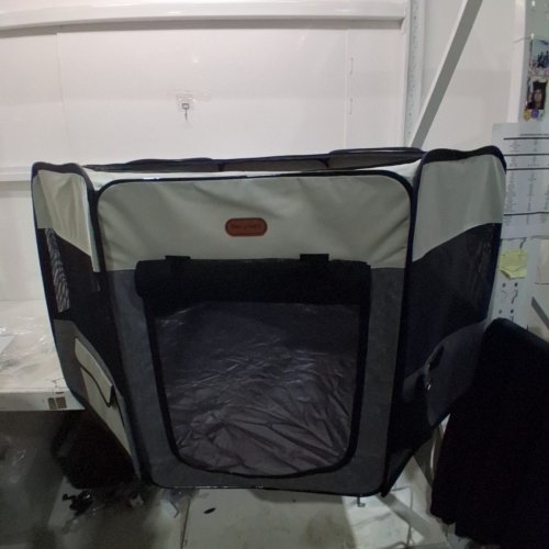 SEIYIERR DOG PLAYPEN WITH CARRYING CASE- 16" X 29" - GREY/WHITE/BLACK image 2