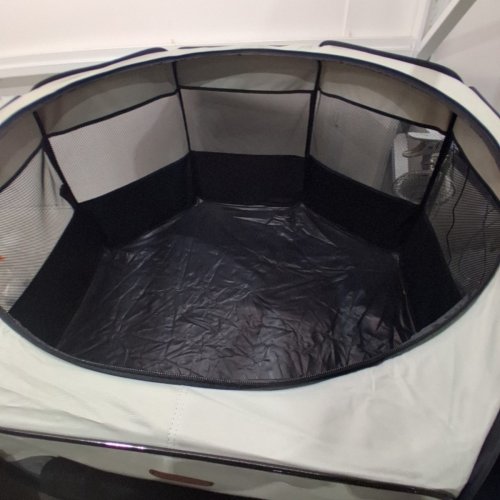 SEIYIERR DOG PLAYPEN WITH CARRYING CASE- 16" X 29" - GREY/WHITE/BLACK image 3