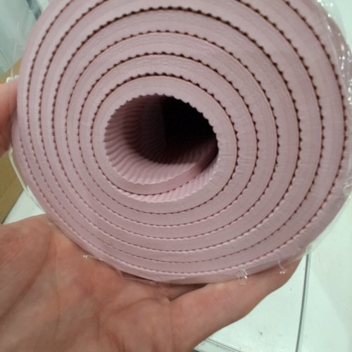 EXERCISE YOGA MAT WITH CARRYING STRAP - 1/8" THICKNESS, 72" X 24" - PINK image 2