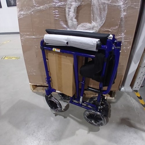 DRIVE MEDICAL ALUMINUM TRANSPORT WHEELCHAIR - 19" - BLUE/BLACK (MODEL: ATC19-BL) image 2
