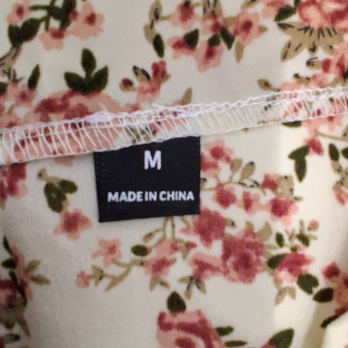 FLORAL SKIRT WITH HIGH SPLIT - MEDIUM - CREAM, PINK, AND GREEN image 3