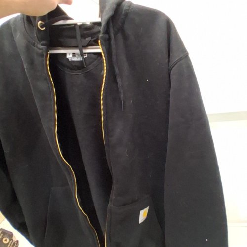 MENS CARHARTT LOOSE FIT ZIP UP HOODIE - SMALL - BLACK image 4
