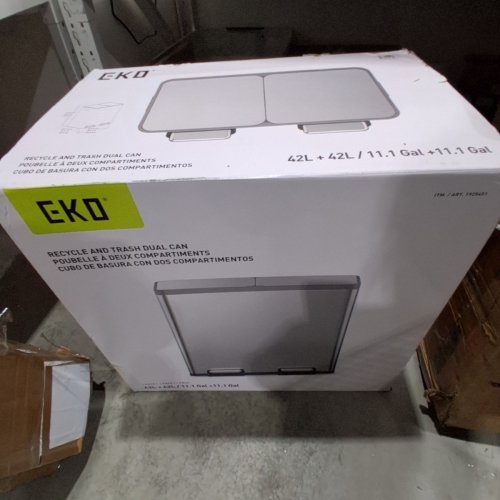 EKO ECOCASA PLUS DUAL COMPARTMENT STEP TRASH CAN WITH REMOVABLE LINERS - 42L PER SIDE (84L TOTAL) - GREY/BLACK (MODEL: 1925451) image 2