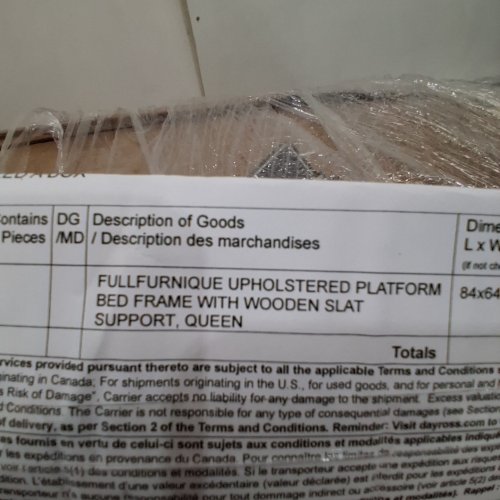 FULLFURNIQUE UPHOLSTERED WOODEN BED FRAME WITH HEADBOARD - QUEEN - BEIGE - (MODEL: FF-00000020) image 3