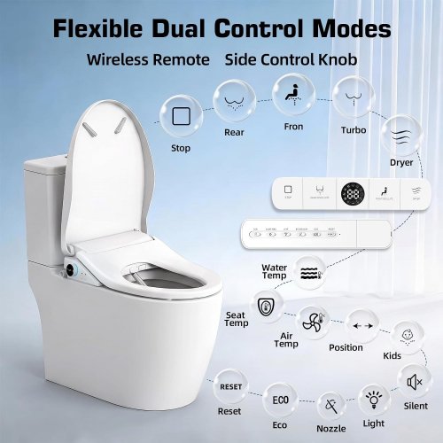 TADASHI WASHSORA ELONGATED SMART HEATED TOILET SEAT WITH BIDET - WHITE (MODEL: WASHSORA-1) image 2