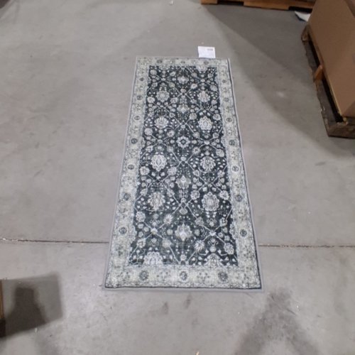 2PC WASHLUXE MACHINE WASHABLE AREA RUG & RUNNER SET - 5FT X 7FT / 27" X 60" - GREEN/GREY (MODEL: 2046294) image 2