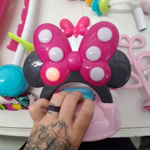 BRIGHT STARTS MINNIE MOUSE PEEKABOO ACTIVITY JUMPER - 25LB CAPACITY - PINK/WHITE/BLUE (MODEL: 10299) image 2