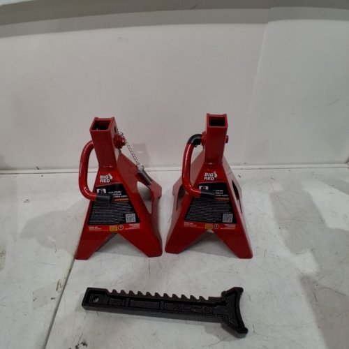 2PK TORIN BIG RED STEEL JACK STANDS / DOUBLE LOCKING AND ADJUSTABLE HEIGHT - 6 TON - 15-3/8"- 23-13/16" - RED/BLACK (MODEL: T46002A) image 2