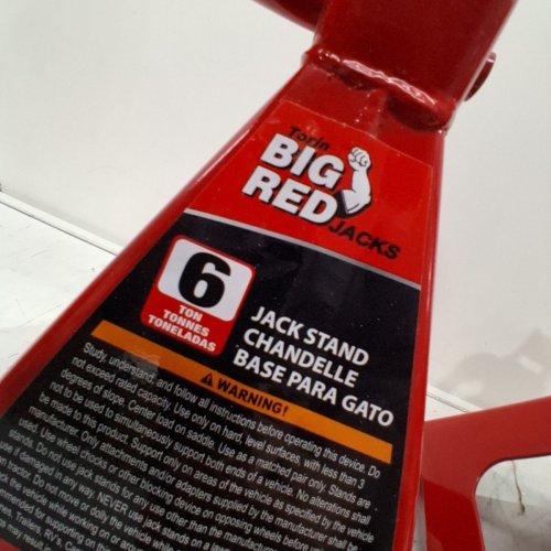 2PK TORIN BIG RED STEEL JACK STANDS / DOUBLE LOCKING AND ADJUSTABLE HEIGHT - 6 TON - 15-3/8"- 23-13/16" - RED/BLACK (MODEL: T46002A) image 3