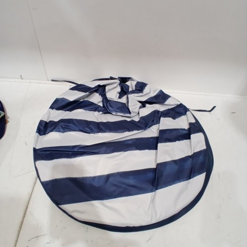 BABY MOOV COLLAPSIBLE FOLDABLE ANTI-UV TENT WITH VELCRO DOOR AND CARRY BAG - 36" X 34" X 39" - UPF 50+ - BLUE AND WHITE STRIPES image 3