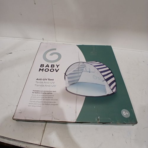 BABY MOOV COLLAPSIBLE FOLDABLE ANTI-UV TENT WITH VELCRO DOOR AND CARRY BAG - 36" X 34" X 39" - UPF 50+ - BLUE AND WHITE STRIPES image 4