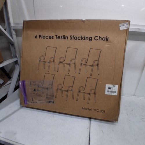 6PK TLSUNNY STACKABLE OUTDOOR ALL WEATHER PATIO CHAIRS - 330LBS CAPACITY - GREY (MODEL:YTC-301) image 2
