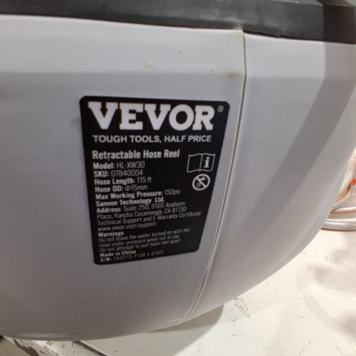 VEVOR RETRACTABLE HOSE REEL - 115FT X 1/2" - GREY (MODEL: HL-XW30) image 6