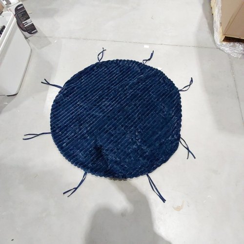 HOMBYS PLUSH FAUX FUR ROUND CHAIR CUSHION SLIP CUSHION - 55" - NAVY image 2