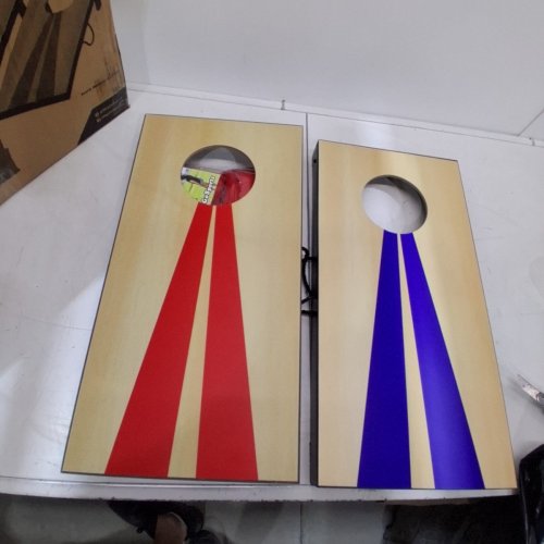 GOSPORTS PORTABLE SIZE CORNHOLE GAME SET WITH 6 BEAN BAG - 2FT X 1FT - WOOD/BLUE/RED (MODEL : CH-03-MDF-WOOD) image 3