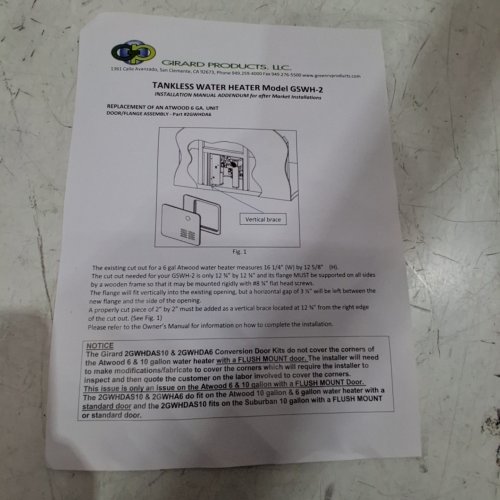 GIRARD RV ON-DEMAND TANKLESS WATER HEATER CONVERSION DOOR KIT (MODEL: GSWH-2) image 3