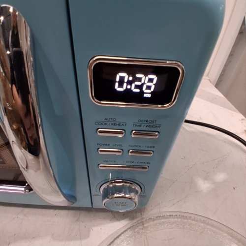 GALANZ RETRO STYLE MICROWAVE WITH LOCKING DOOR - 900W 0.9CU.FT - BLUE (MODEL: GLCMKZ09BER09) image 2
