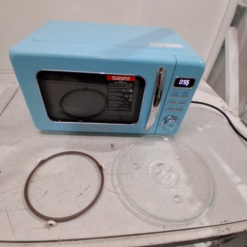 GALANZ RETRO STYLE MICROWAVE WITH LOCKING DOOR - 900W 0.9CU.FT - BLUE (MODEL: GLCMKZ09BER09) image 3