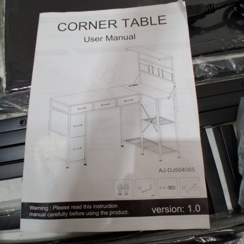 SEDETA REVERSIBLE L-SHAPED CORNER COMPUTER DESK WITH LED AND HEMP FABRIC DRAWERS - 47.2" X 17.7" X 29.5" - BLACK - (MODEL: AJ-DJ504085_2) image 4