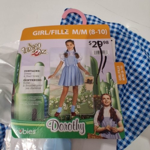 3PC GIRLS RUBIES WIDARD OF OZ DOROTHY COSTUME - MEDIUM (8-10) - BLUE AND WHITE image 3