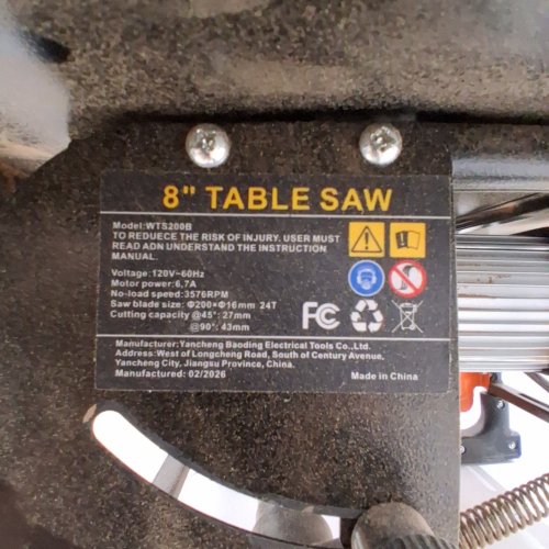 GARVEE WOODWORKING ELECTRIC TABLE SAW - 8" - ORANGE / BLACK (MODEL: WTS200B) image 3
