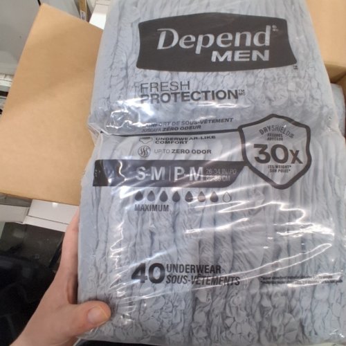 80PK DEPEND FRESH PROTECTION ADULT INCONTINENCE UNDERWEAR FOR MEN - SIZE S-M - 25" TO 34" - GREY (MODEL:10036000542025) image 3