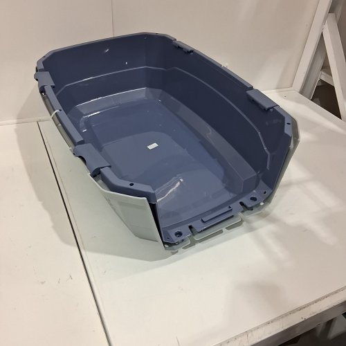 AMAZON BASICS TWO-DOOR TOP-LOAD HARD-SIDED PET TRAVEL KENNEL CARRIER CRATE FOR CATS OR DOGS - 23" - GREY/BLUE image 3
