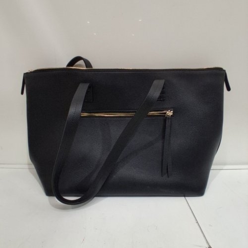 WOMEN'S BUFFALO DAVID BITTON GENUINE LEATHER TOTE SHOULDER BAG WITH ZIPPERED POCKET AND GOLD-TONE HARDWARE - BLACK image 2