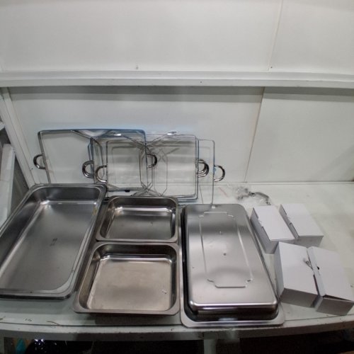 6PK WILPREP STAINLESS STEEL CHAFING DISH FOOD WARMER WITH 1/2 FOOD BUFFET PANS - 8QT EACH - SILVER (MODEL: CDP-2D4P-9L-WNOCAFBA-1) image 2
