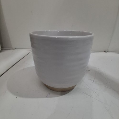 BHG PL HORIZONTAL STRIPE CERAMIC PLANTER - 6.8" - WHITE image 2