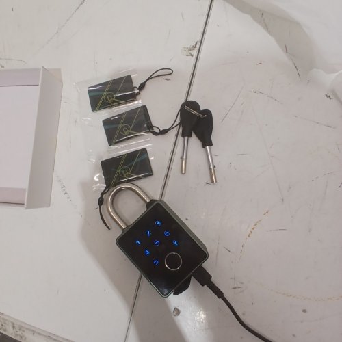 FINGER PRINT PADLOCK COMBINATION LOCK WITH 3 IC CARDS AND KEYS - GREEN/BLACK image 2