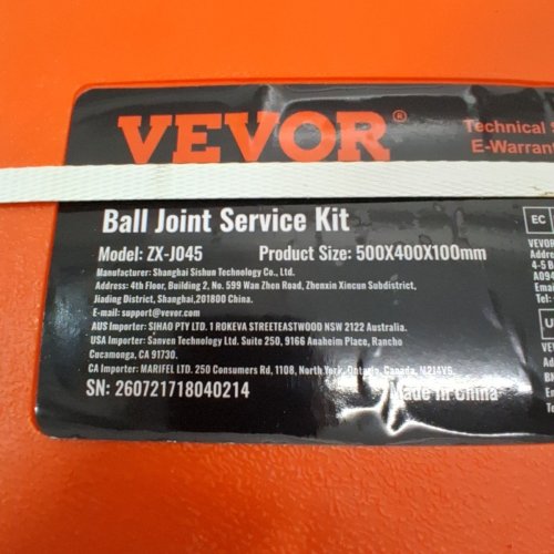 25PC VEVOR C-PRESS BALL JOINT PRESS KIT FOR HEAVY DUTY BALL JOINT REPAIR - FOR MOST 2WD AND 4WD VEHICLES - BLACK (MODEL: ZX-J045) image 3
