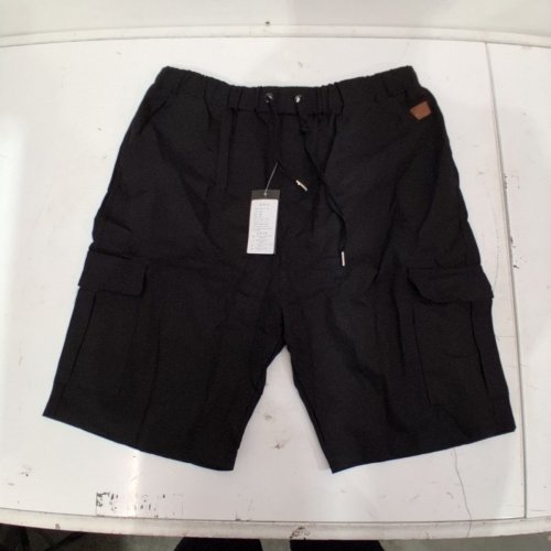 UNISEX CARGO STYLE SHORTS WITH DRAWSTRING WAISTBAND - XXL - BLACK image 2