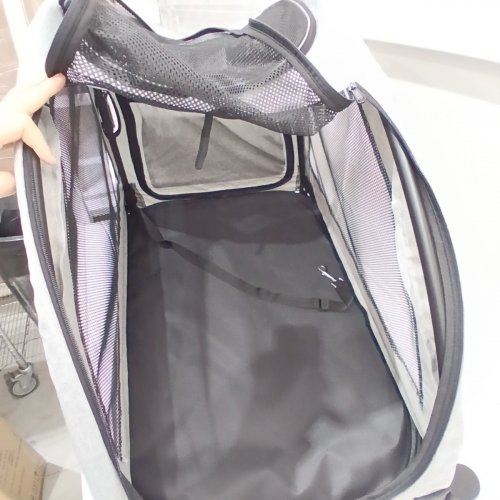 AOPEC LARGE DOG STROLLER DUAL ENTRY SAFETY FOLDING PET STROLLER WITH ADJUSTABLE HANDLE & ALL-TERRAIN 4-WHEEL - 160 LBS CAP / 39" X 27" - GREY (MODEL: PPS108) image 7