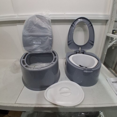 PORTABLE TOILET COMMODE FOR CAMPING - GREY image 2
