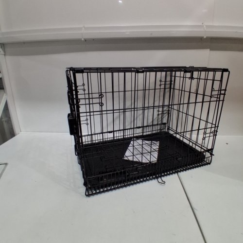 AMAZON BASICS SINGLE DOOR FOLDING METAL CAGE CRATE FOR DOG OR PUPPY - 22" X 13" X 16" - BLACK image 2