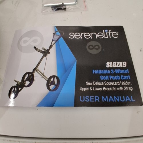 SERENELIFE 3-WHEEL GOLF PUSH CART - FOLDABLE, LIGHTWEIGHT, ADJUSTABLE HANDLE, QUICK BRAKING, SCORECARD HOLDER, 45" X 28" X 48" - BLUE/BLACK (MODEL: SLGZX9) image 2