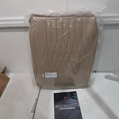 5PC WELLDO FULL SET CAR SEAT COVERS - UNIVERSAL FIT - BEIGE - (MODEL: W01-2-BE) image 2